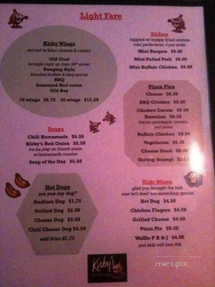 Kirby's Red Onion Grille - Ocean City, MD menu_pic