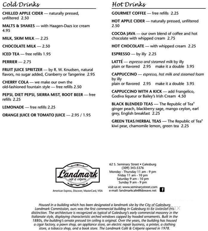 Landmark Cafe & Creperie - Galesburg, IL menu_pic