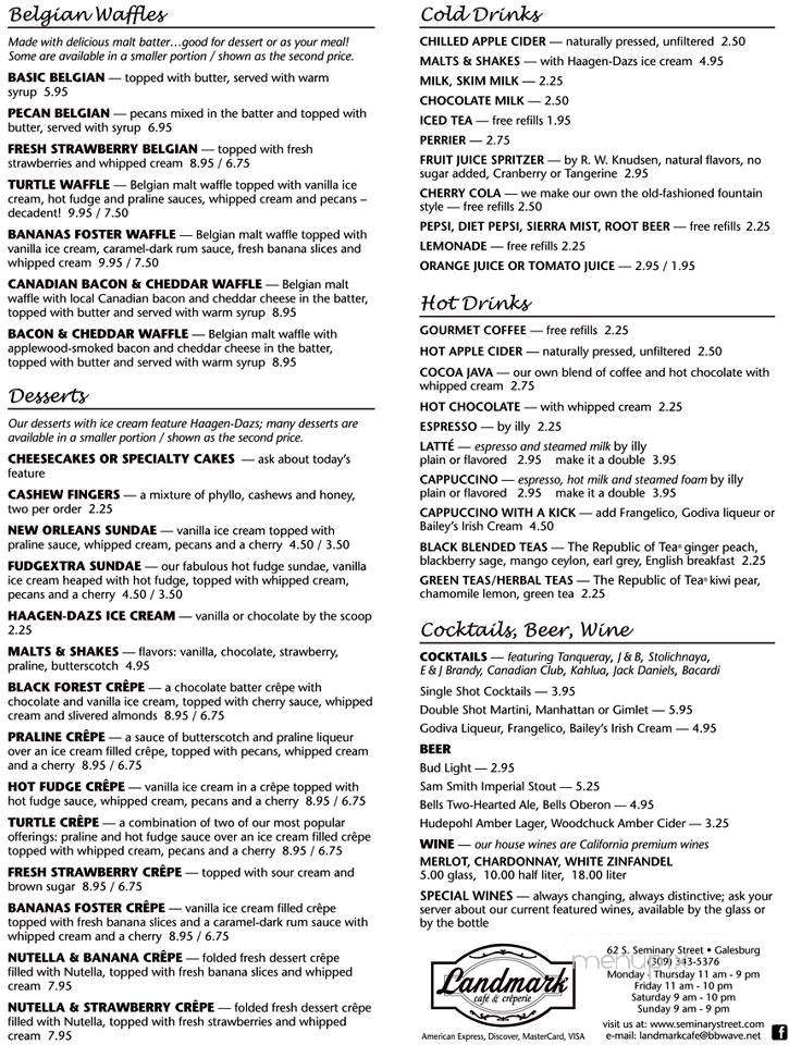 Landmark Cafe & Creperie - Galesburg, IL menu_pic