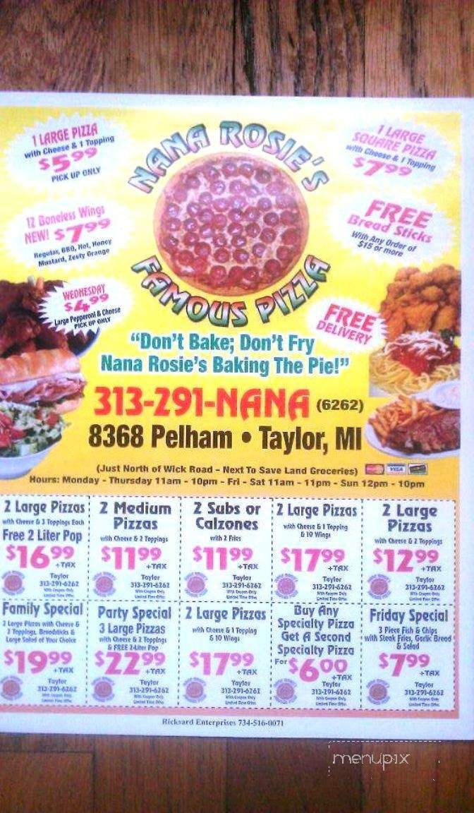 Nana Rosie's Famous Pizza - Taylor, MI menu_pic