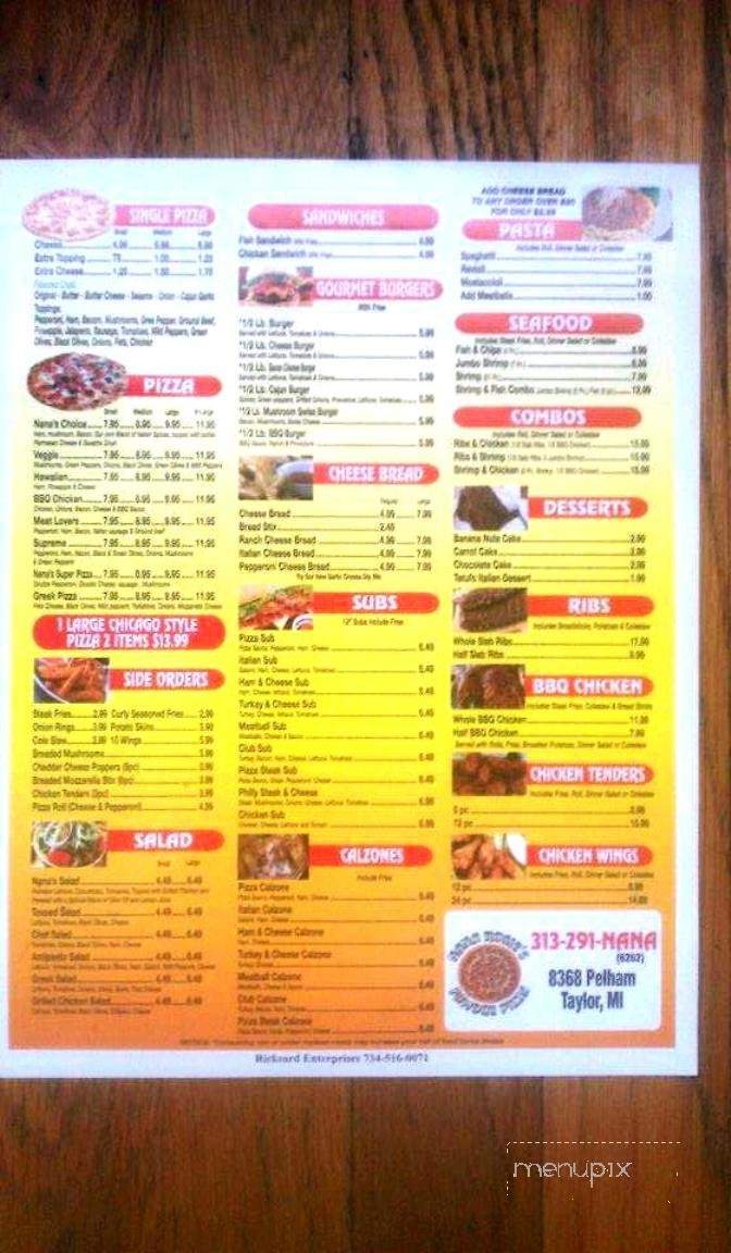 Nana Rosie's Famous Pizza - Taylor, MI menu_pic