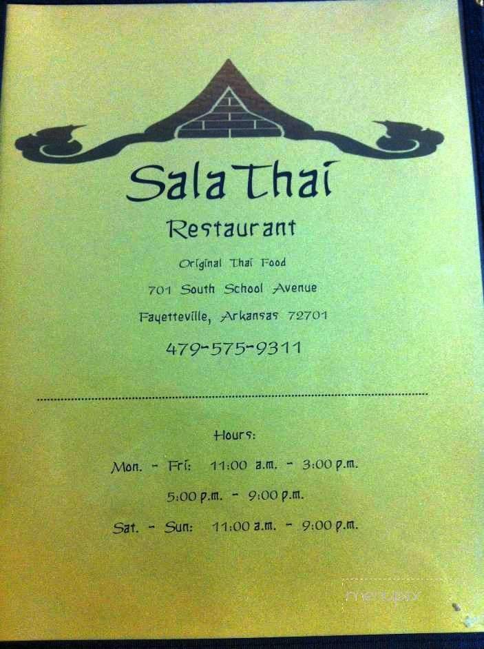 Sala Thai - Fayetteville, AR menu_pic