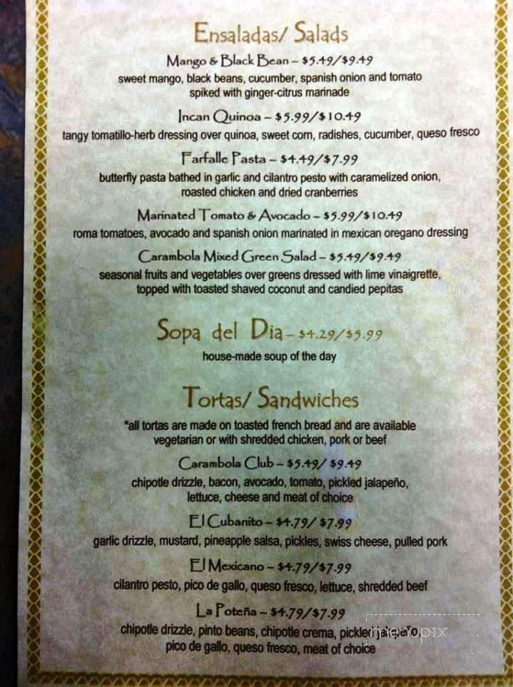Cafe Carambola - Coeur D'Alene, ID menu_pic