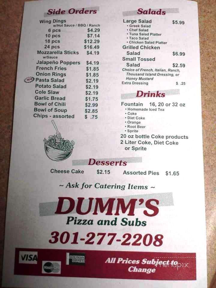 /2002988/Dumms-Pizza-and-Subs-Menu-Riverdale-MD - Riverdale, MD