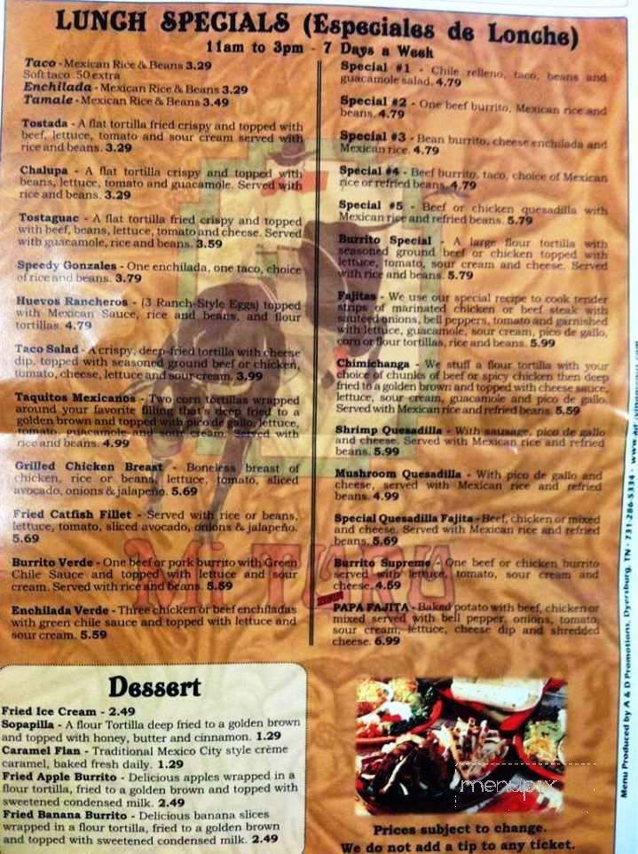 Mi Toro - Corinth, MS menu_pic