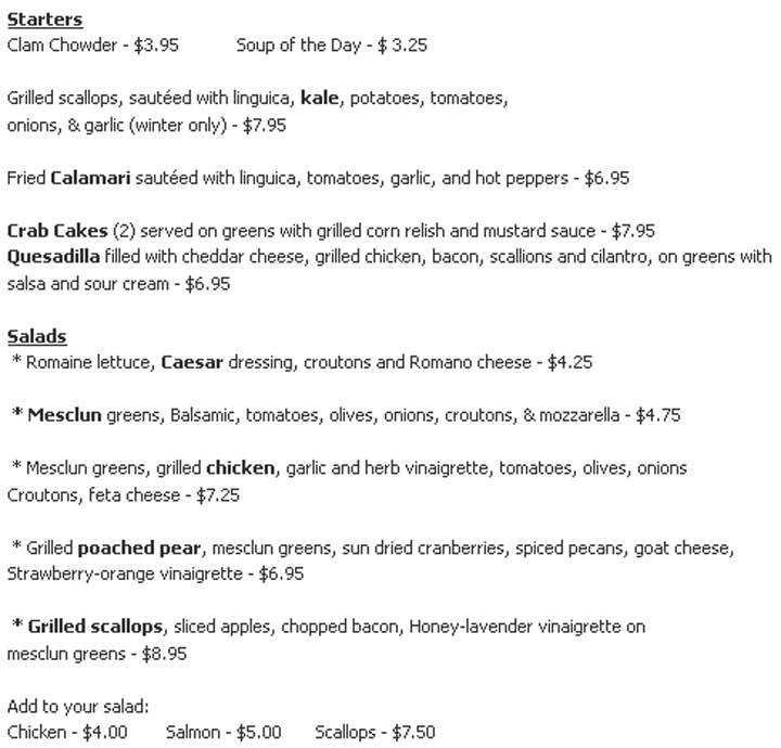 Margarets Restaurant - Fairhaven, MA menu_pic
