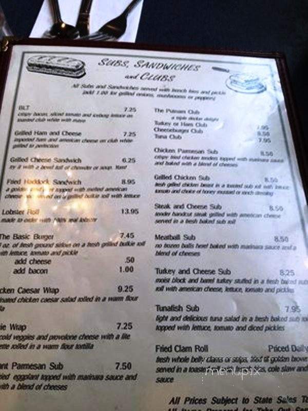 Putnam's Waterview Restaurant - Goffstown, NH menu_pic