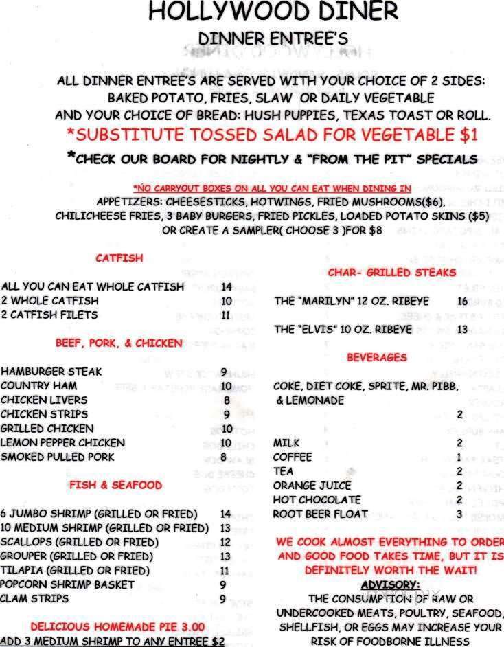 Hollywood Diner - Clarkesville, GA menu_pic