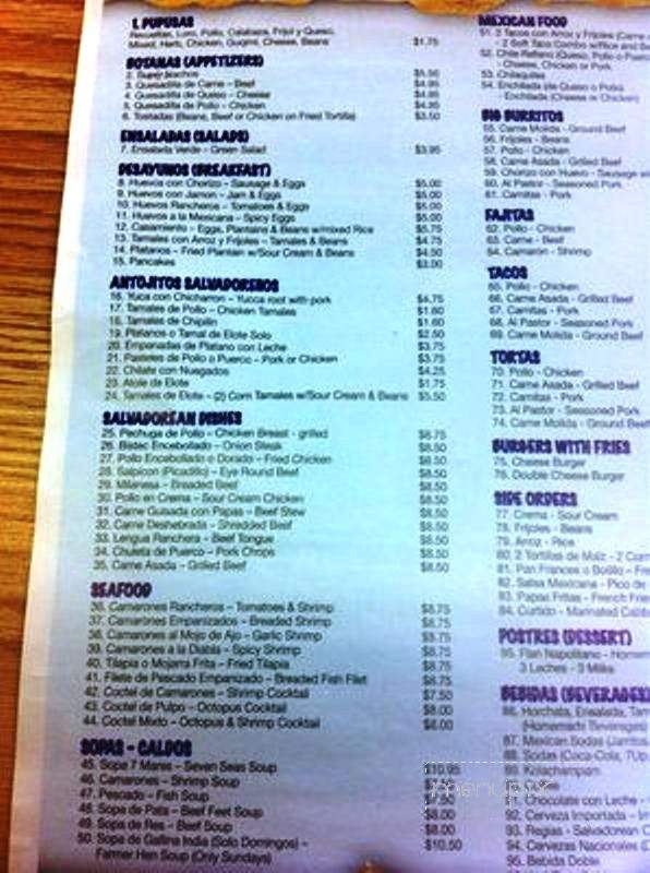 Las Pupusas Restaurant - Las Vegas, NV menu_pic