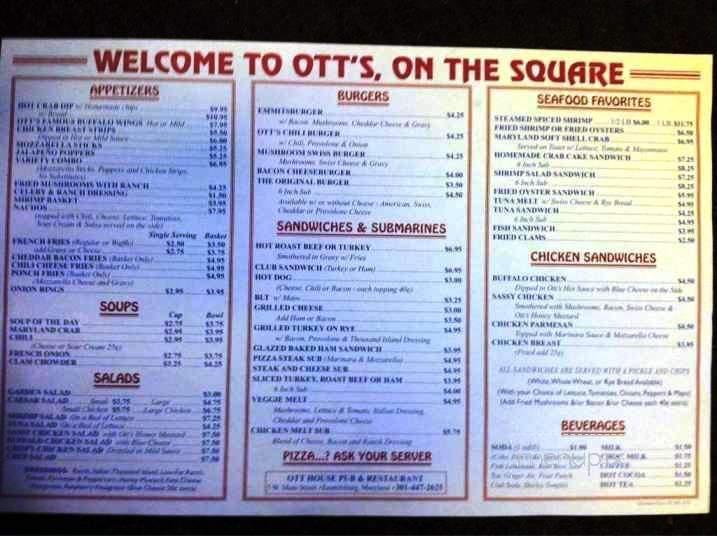 Ott House Restaurant - Emmitsburg, MD menu_pic