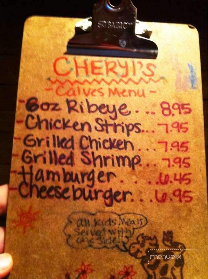 Cheryl's Steakhouse - Ocean Springs, MS menu_pic