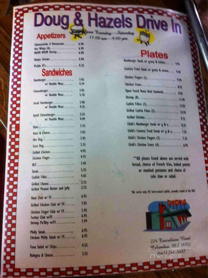 Doug & Hazel's Drive In - Columbus, MS menu_pic