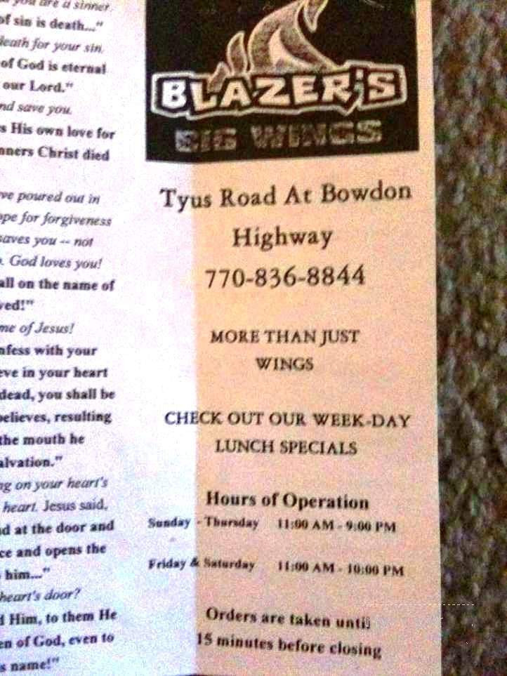 Blazer's Big Wing - Carrollton, GA menu_pic