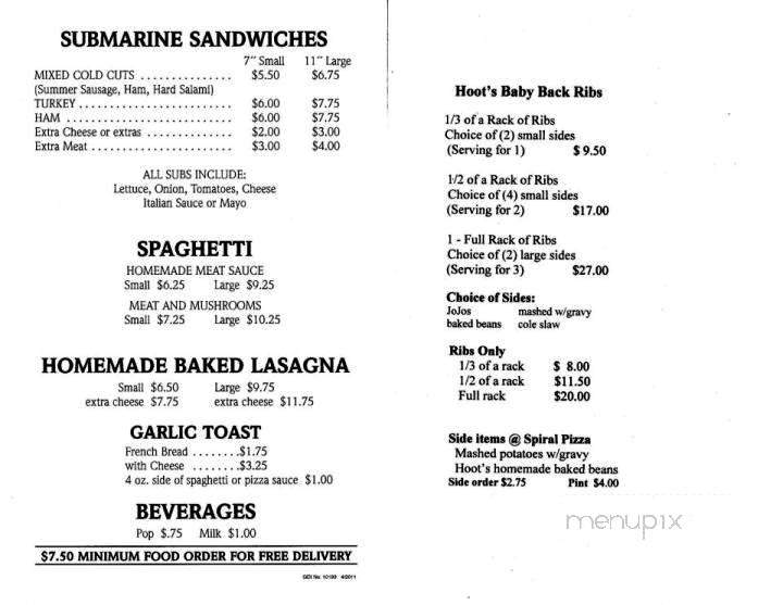 Spiral Pizza - Hastings, MN menu_pic
