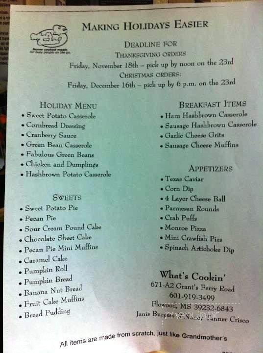 What's Cooking - Flowood, MS menu_pic