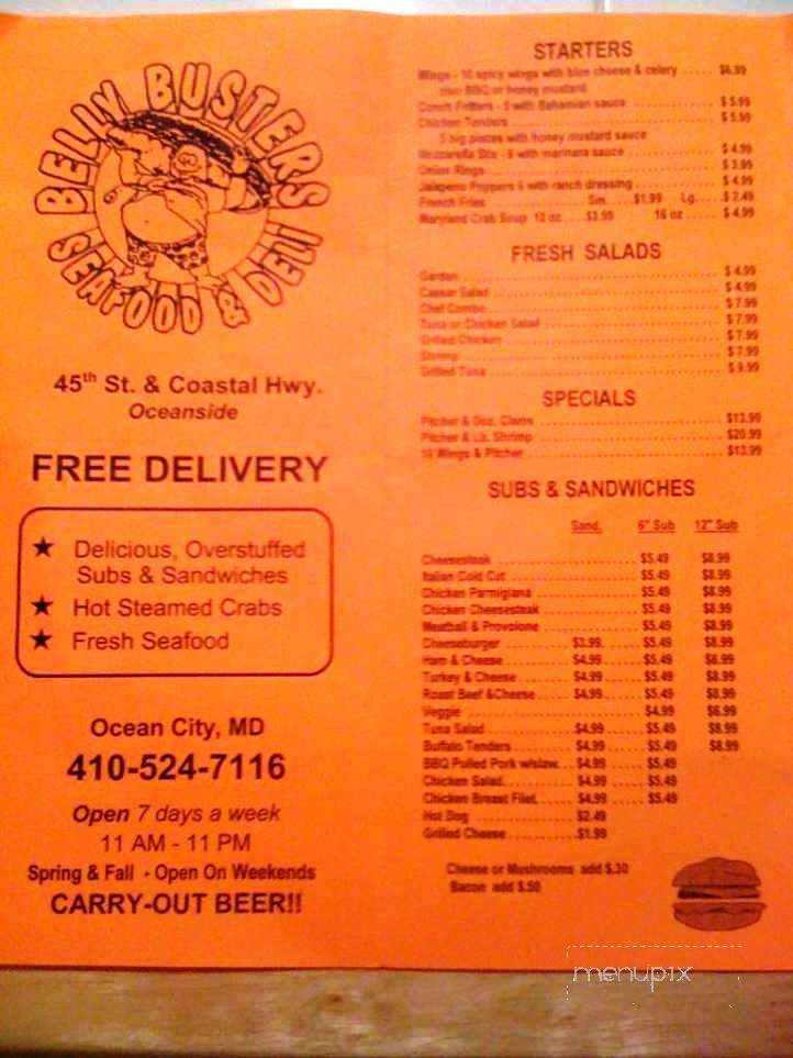 Belly Busters - Ocean City, MD menu_pic