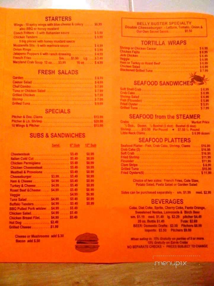 Belly Busters - Ocean City, MD menu_pic