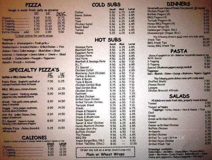 Mr Z's Pizza - Clinton, MA menu_pic