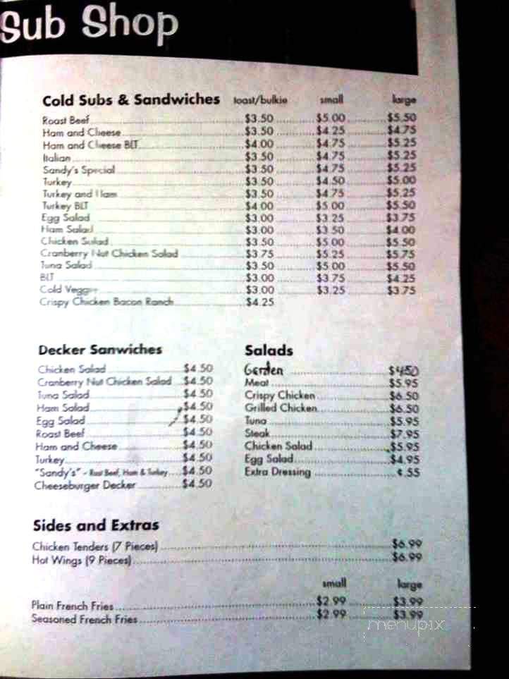 Sandy's Variety Store & Sub - Manchester, NH menu_pic