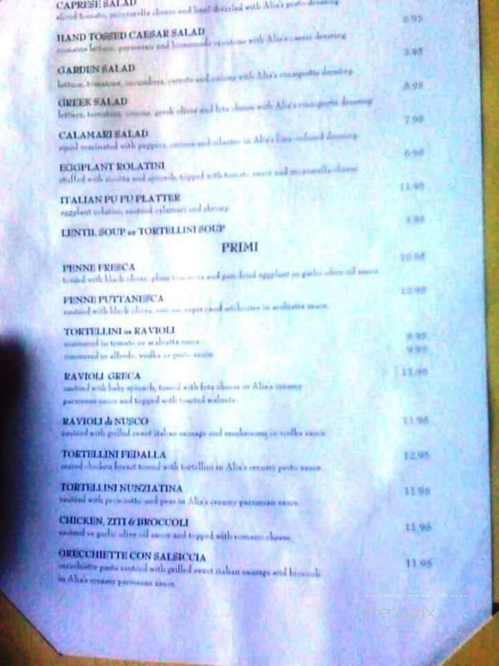 Alia Ristorante - Winthrop, MA menu_pic