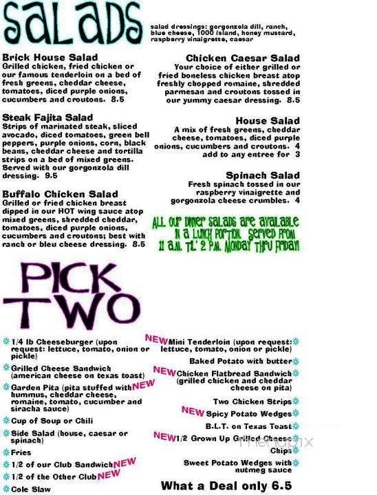 Brick House Cafe & Pub - Smithville, MO menu_pic