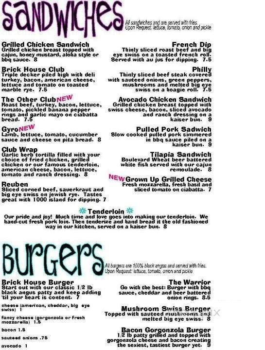Brick House Cafe & Pub - Smithville, MO menu_pic