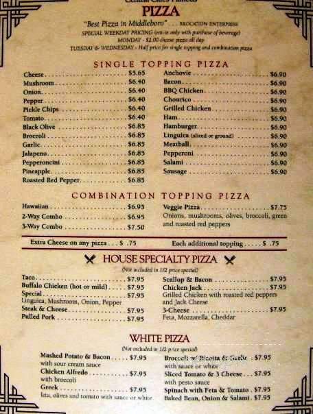 Central Cafe - Middleboro, MA menu_pic