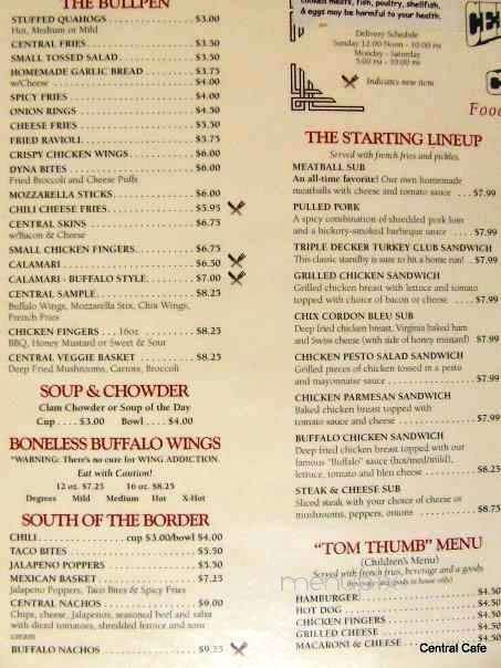 Central Cafe - Middleboro, MA menu_pic