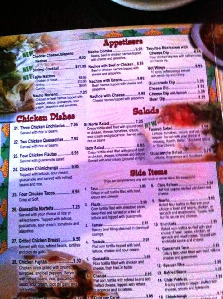 El Norte Mexican Restaurant - Meridian, MS menu_pic
