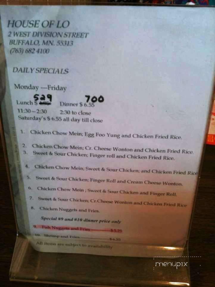 House Of Lo - Buffalo, MN menu_pic