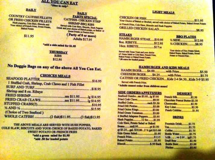 Lakeview Catfish Restaurant - Moss Point, MS menu_pic