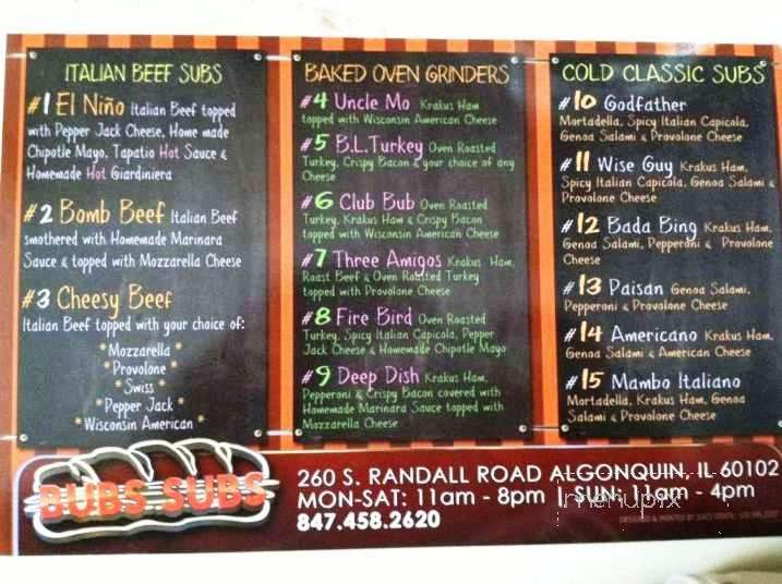 Bubs Subs - Algonquin, IL menu_pic
