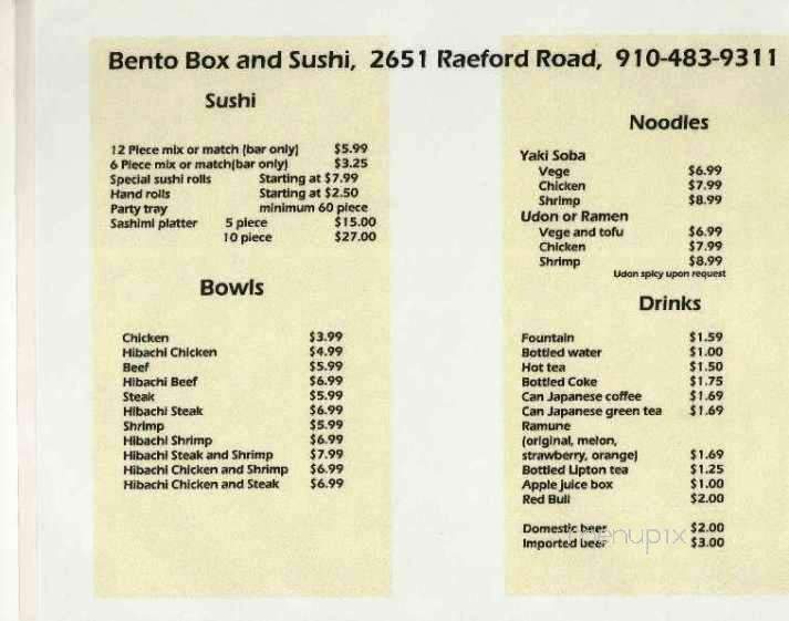 /380027060/Bento-Box-Sushi-Fayetteville-NC - Fayetteville, NC