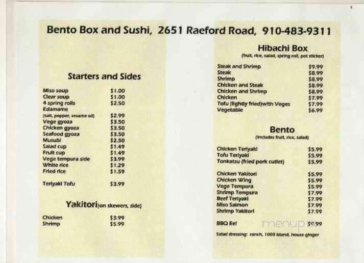 Bento Box Sushi - Fayetteville, NC menu_pic