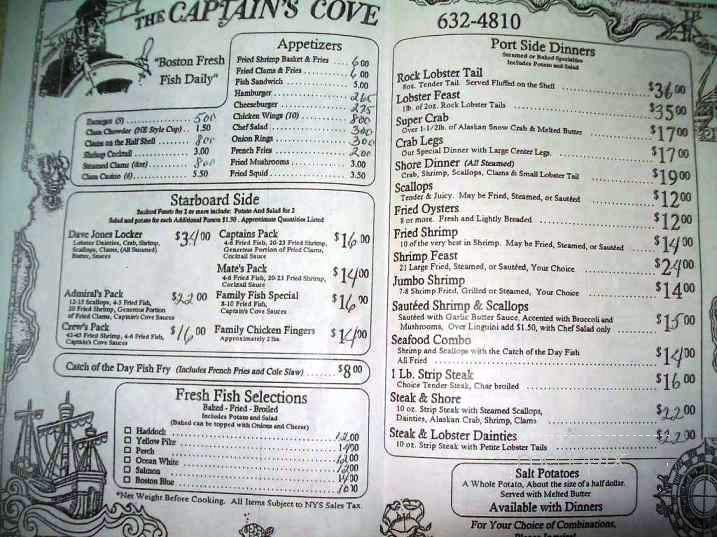 Captain's Cove Restaurant - Cheektowaga, NY menu_pic