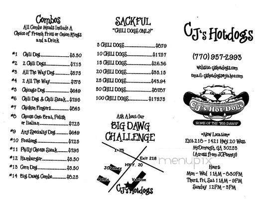 CJ's Hot Dogs - Hapeville, GA menu_pic