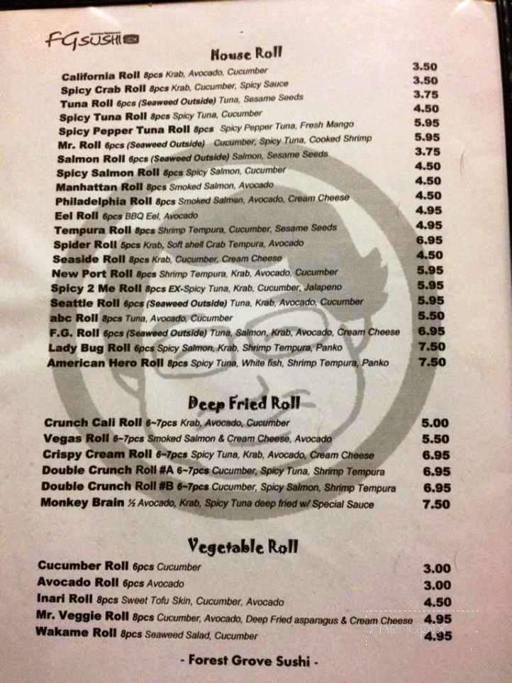 F G Sushi - Forest Grove, OR menu_pic