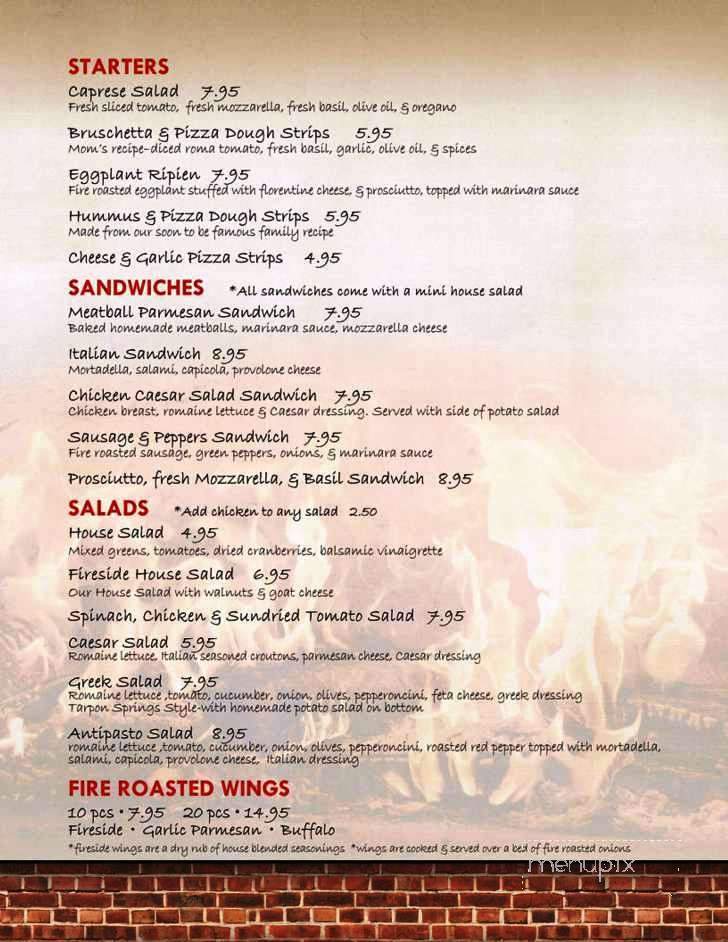 Fireside Pizza Cafe - Palm Harbor, FL menu_pic