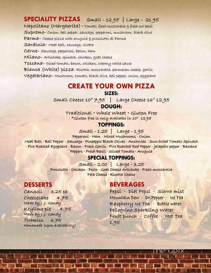 Fireside Pizza Cafe - Palm Harbor, FL menu_pic