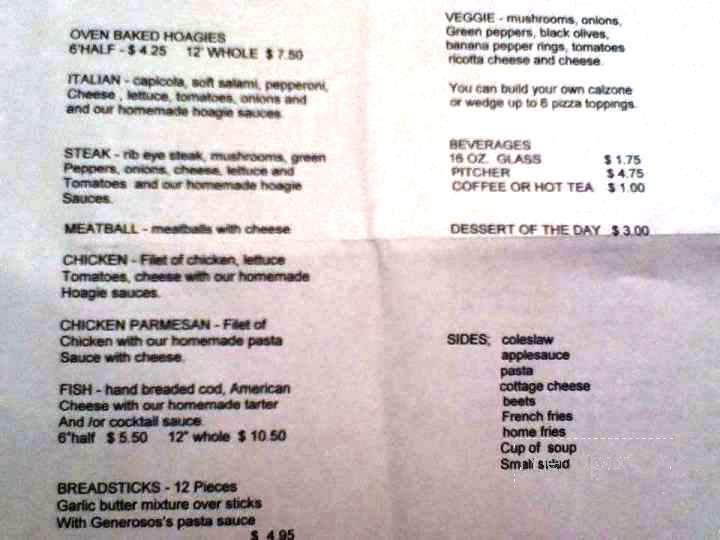 Generoso's Italian Eatery and Pizzeria - Mckeesport, PA menu_pic