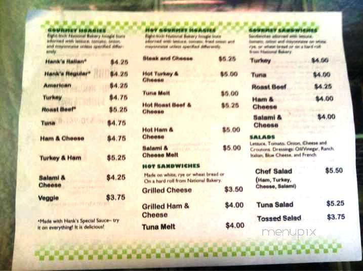 Hanks Hoagies - Scranton, PA menu_pic