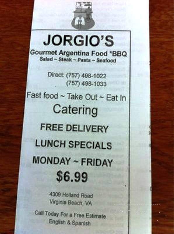 Jorgio's - Virginia Beach, VA menu_pic