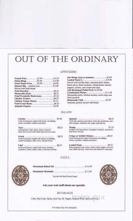 Out Of The Ordinary - Claremont, NH menu_pic