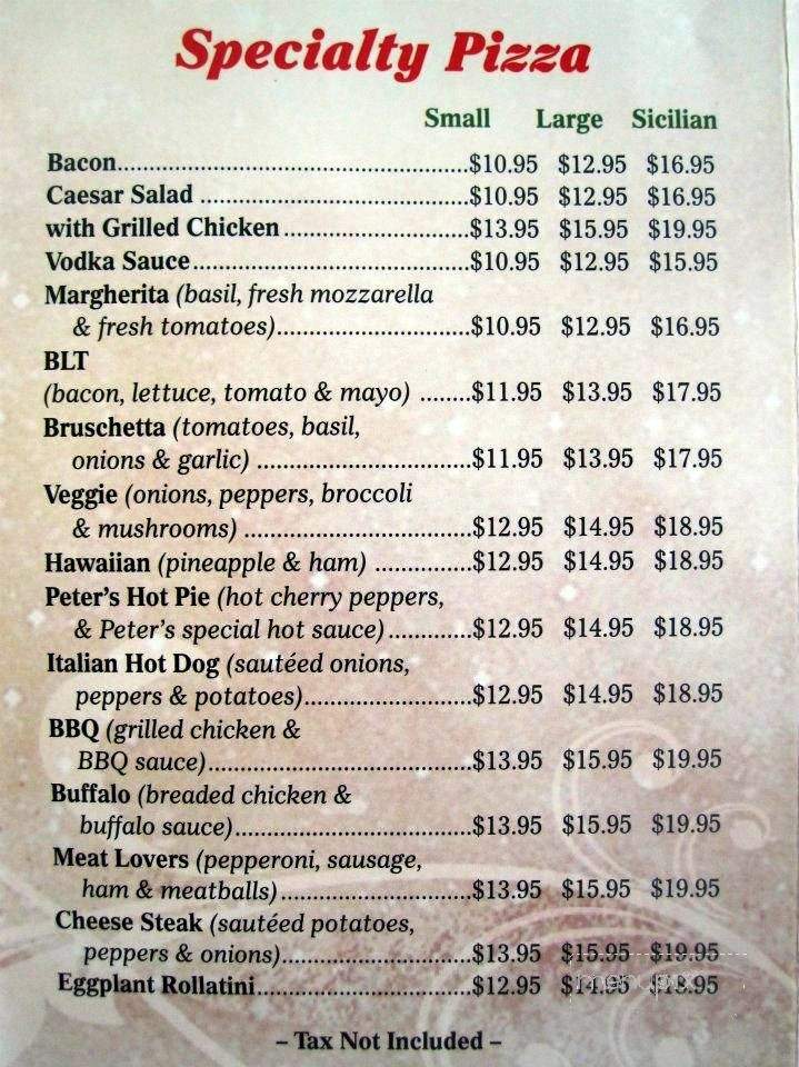 Peter's Pizzeria - Kearny, NJ menu_pic