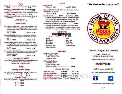 Pizza Brothers - Sandusky, OH menu_pic