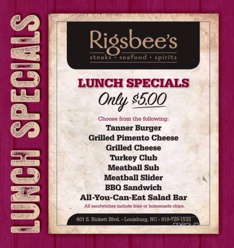 Rigsbee's - Louisburg, NC menu_pic