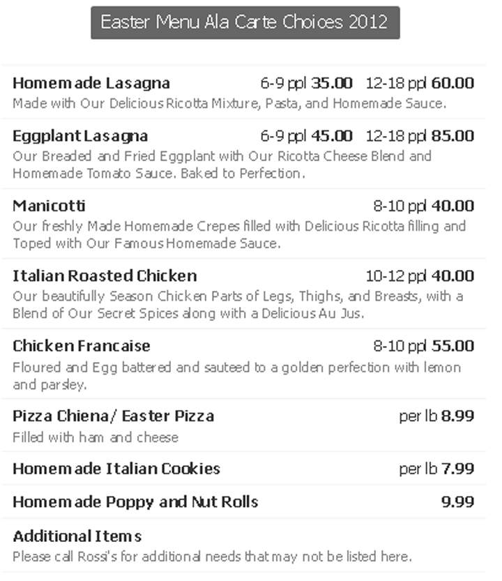 Rossi's Market - Old Forge, PA menu_pic