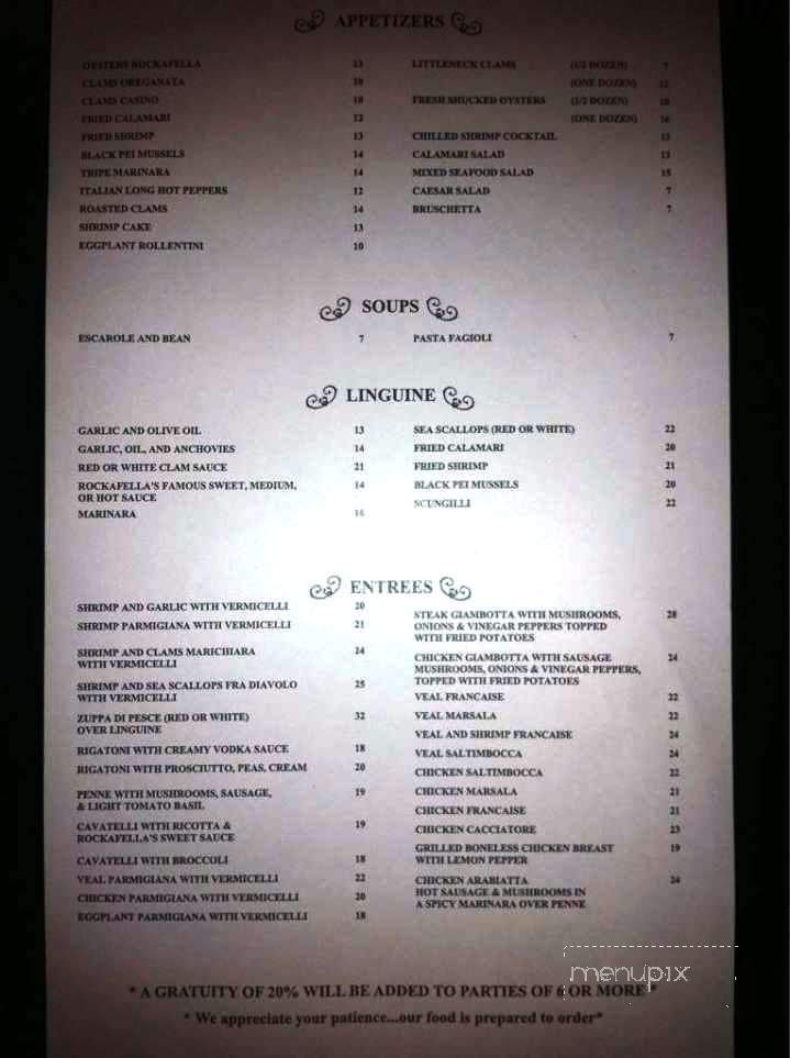 Rockafella's By The Sea Too - Seaside Heights, NJ menu_pic