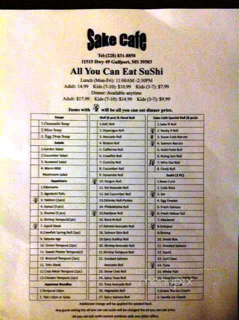 Sake Cafe - Gulfport, MS menu_pic