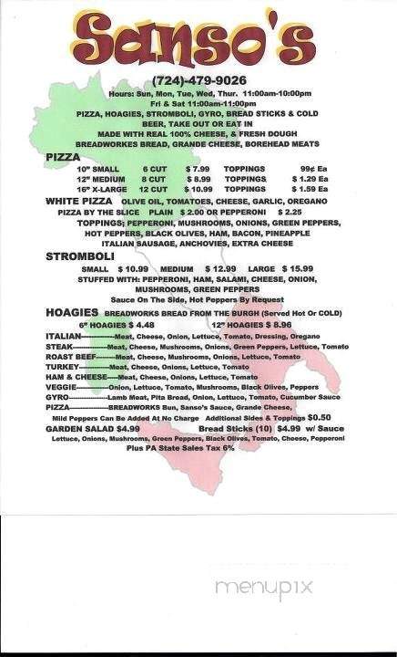 /3821396/Sansos-Italian-Pizza-Homer-City-PA - Homer City, PA